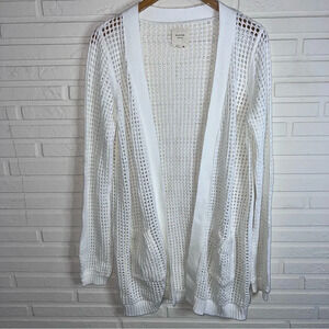 Harper Heritage White Long Sleeve Open Knit Cardigan, Women’s Size Medium